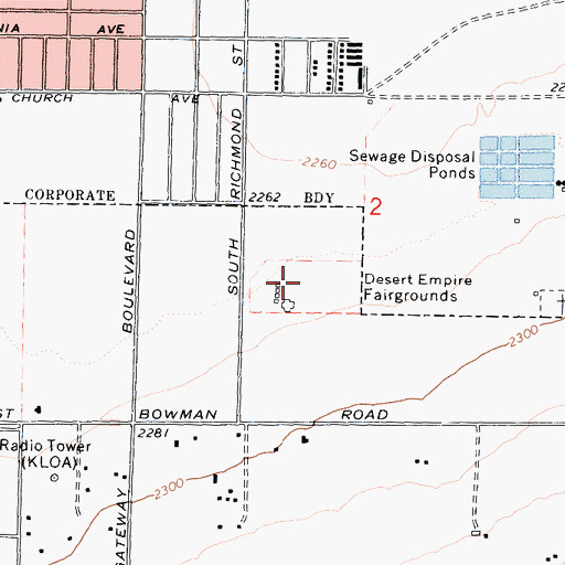 Topographic Map of Desert Empire Fairgrounds, CA