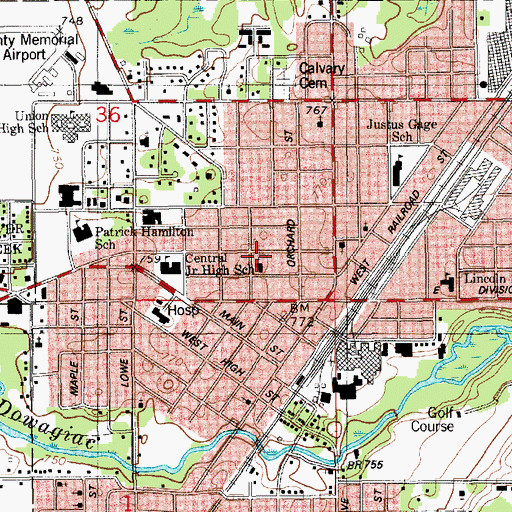 Topographic Map of Federated Church, MI