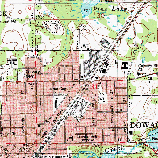 Topographic Map of New Life Community Church, MI