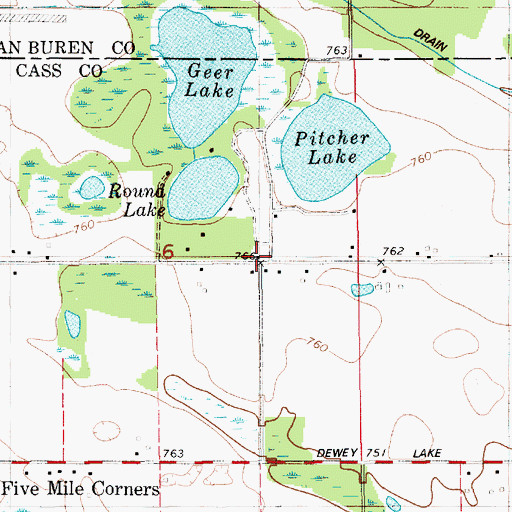 Topographic Map of North Wayne Mennonite Church, MI