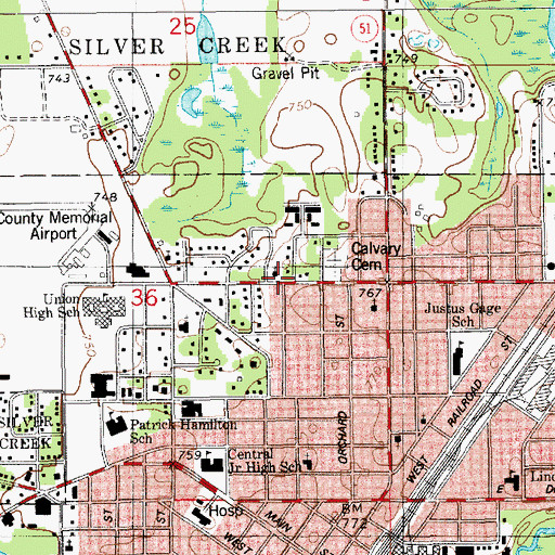 Topographic Map of Harvest Assembly of God Church, MI
