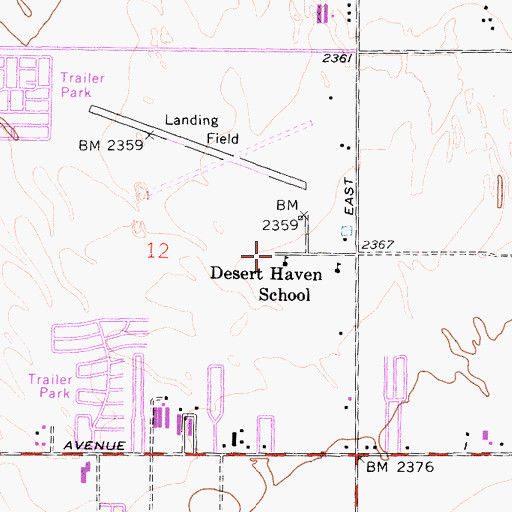 Topographic Map of Desert Haven School, CA
