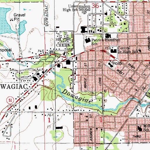 Topographic Map of Second Baptist Church, MI