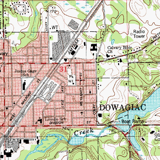 Topographic Map of Saint John's Lutheran Church, MI