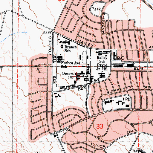 Topographic Map of Desert High School, CA