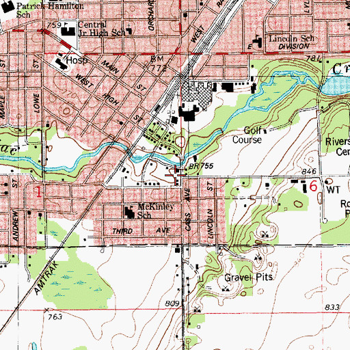 Topographic Map of Creekside Baptist Church, MI