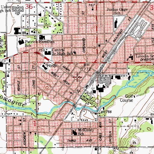 Topographic Map of Sister Lakes School, MI
