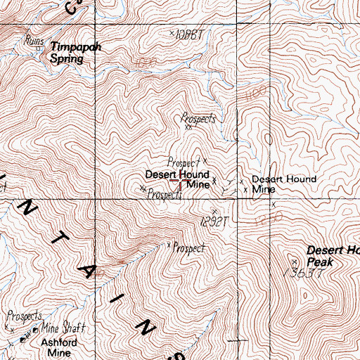 Topographic Map of Desert Hound Mine, CA