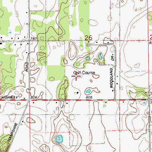 Topographic Map of Hampshire Country Club, MI