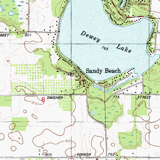 Topographic Map of Shady Shores Resort and Campground, MI