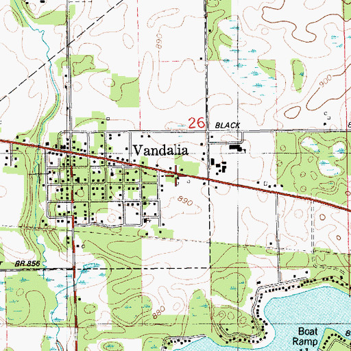 Topographic Map of Vandalia Village Hall, MI
