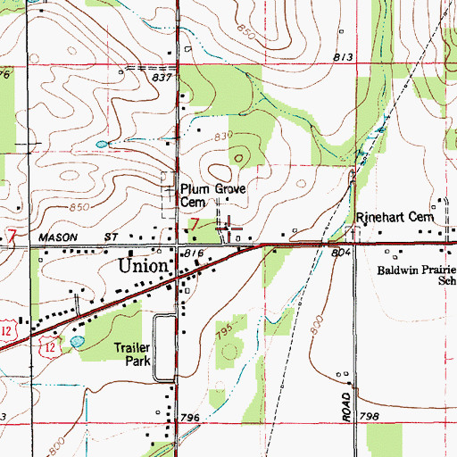 Topographic Map of First Baptist Church, MI