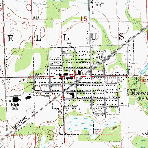 Topographic Map of Marcellus Police Department, MI