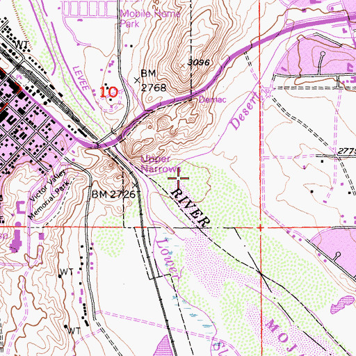 Topographic Map of Desert Knolls Wash, CA