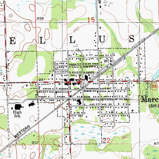 Topographic Map of Marcellus Fire Department / Marcellus Ambulance Service, MI
