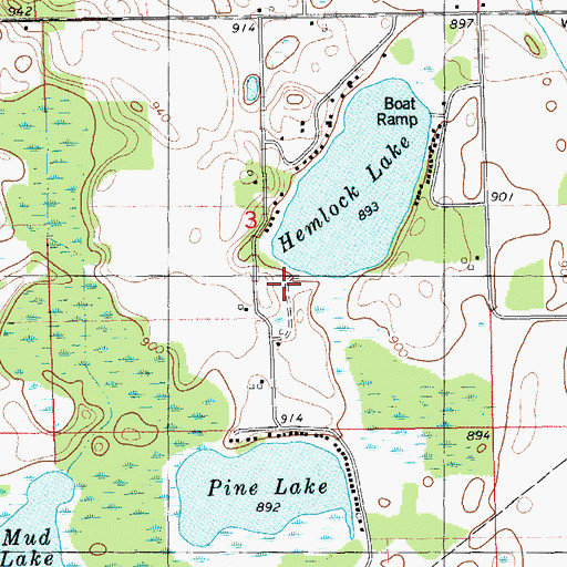 Topographic Map of Hemlock Lake Campground, MI