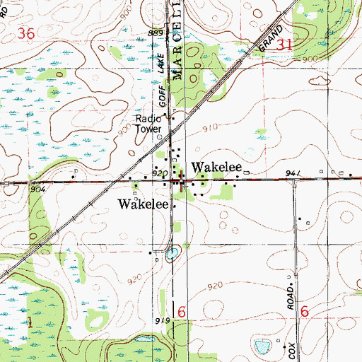 Topographic Map of Wakelee United Methodist Church, MI