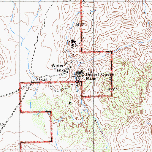 Topographic Map of Desert Queen Mine, CA