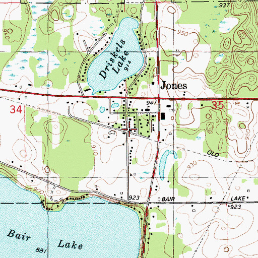 Topographic Map of Jones Station (historical), MI