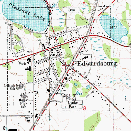 Topographic Map of Edwardsburg Station, MI