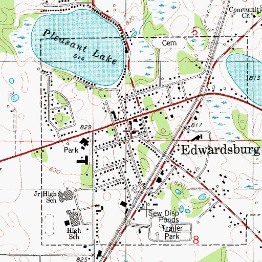 Topographic Map of Presbyterian Church, MI