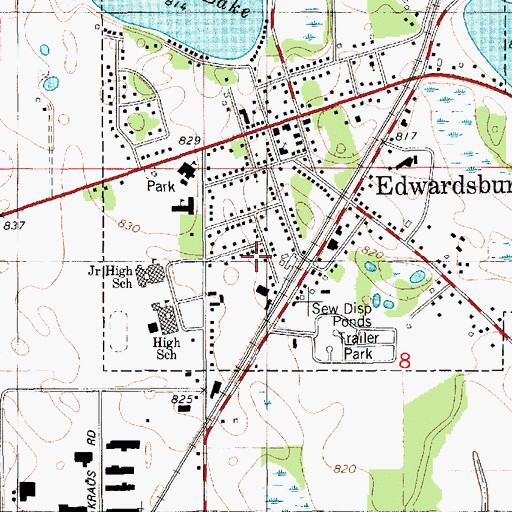 Topographic Map of Hope United Methodist Church, MI