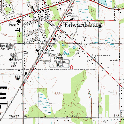 Topographic Map of Edwardsburg Mobile Home Estates, MI