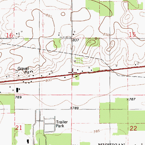 Topographic Map of Simmons Mobile Home Park, MI