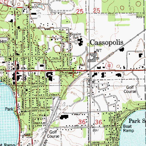 Topographic Map of Cassopolis Station, MI