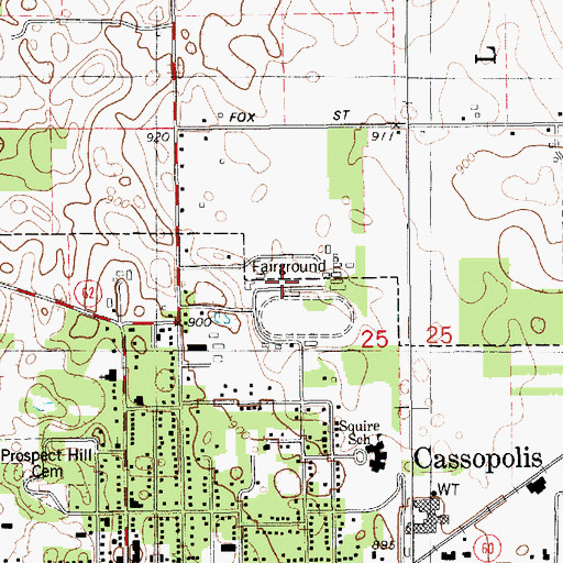 Topographic Map of Cass County Fairgrounds, MI