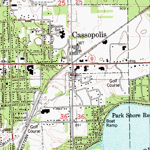Topographic Map of First Church of God, MI