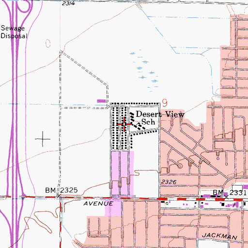 Topographic Map of Desert View Elementary School, CA