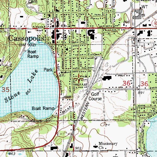 Topographic Map of Community Baptist Church, MI