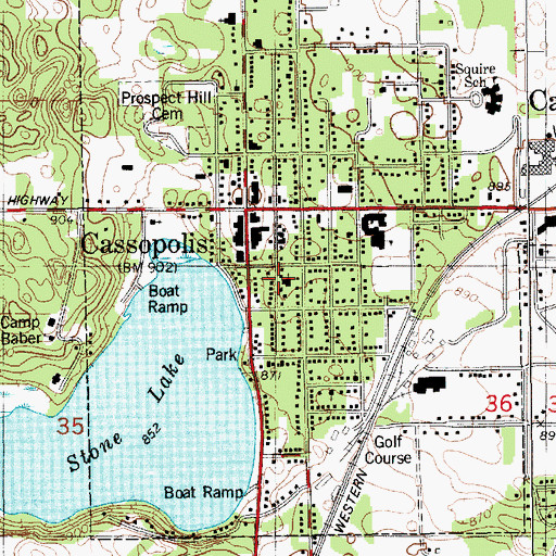 Topographic Map of United Methodist Church, MI