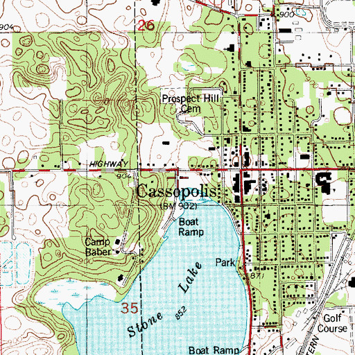 Topographic Map of Saint Paul Lutheran Church, MI