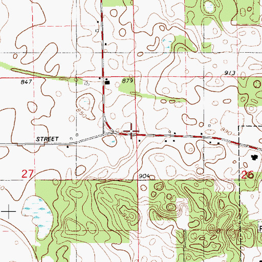 Topographic Map of Cass District Library-Cassopolis, MI