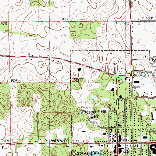 Topographic Map of Cass County Sheriff's Office, MI
