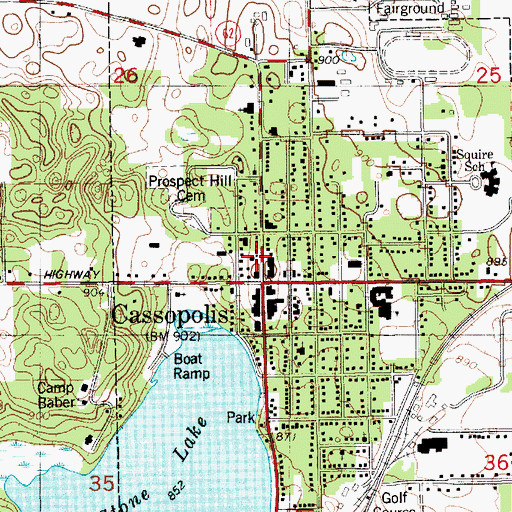 Topographic Map of Cassopolis Volunteer Fire Department, MI