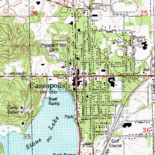 Topographic Map of Cassopolis Police Department, MI