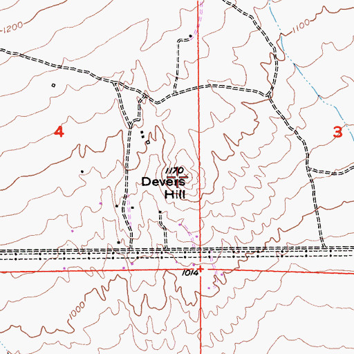 Topographic Map of Devers Hill, CA