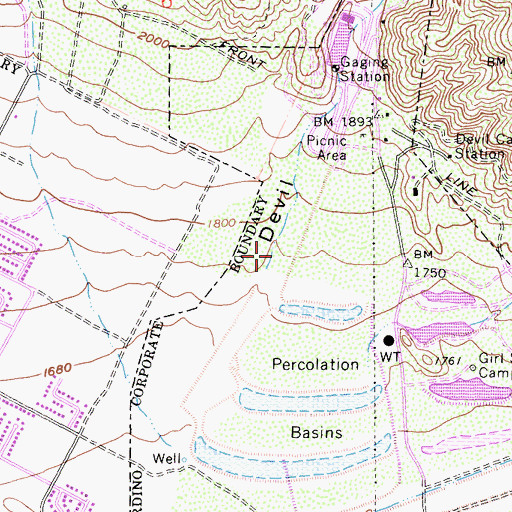 Topographic Map of Devil Canyon, CA