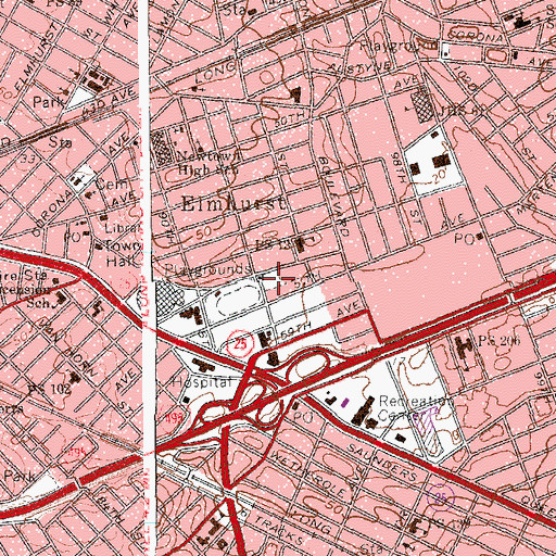 Topographic Map of Newtown Playground, NY