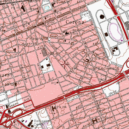 Topographic Map of Corona Mac Park, NY