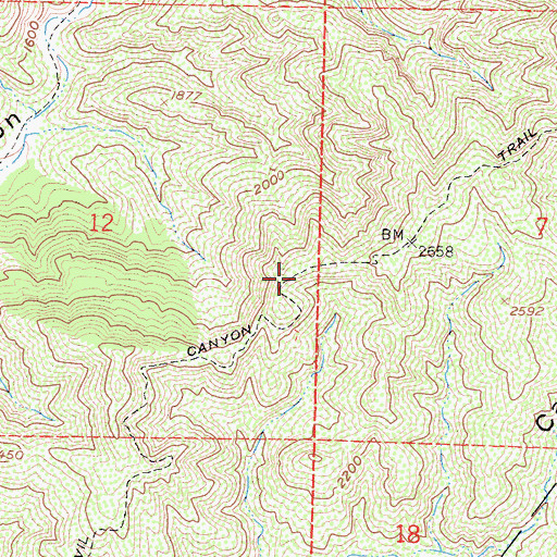 Topographic Map of Devil Canyon Trail, CA