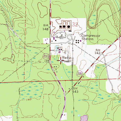 Topographic Map of Florida Gas Transmission Company Radio Tower, FL