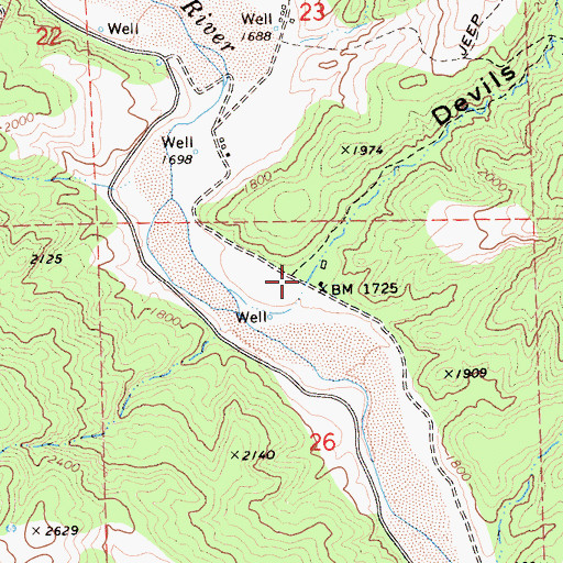 Topographic Map of Devils Canyon, CA