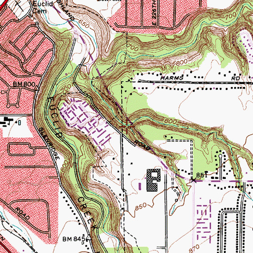 Topographic Map of Redstone Run, OH