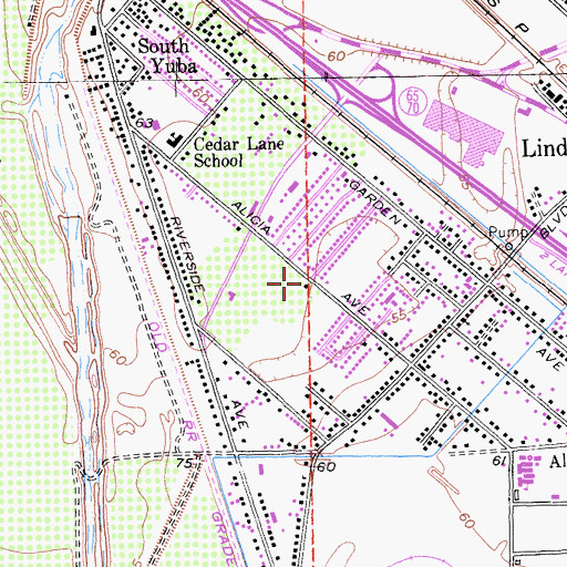 Topographic Map of West Linda, CA