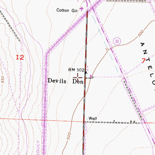 Topographic Map of Devils Den, CA