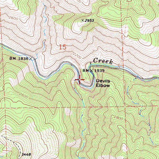 Topographic Map of Devils Elbow, CA